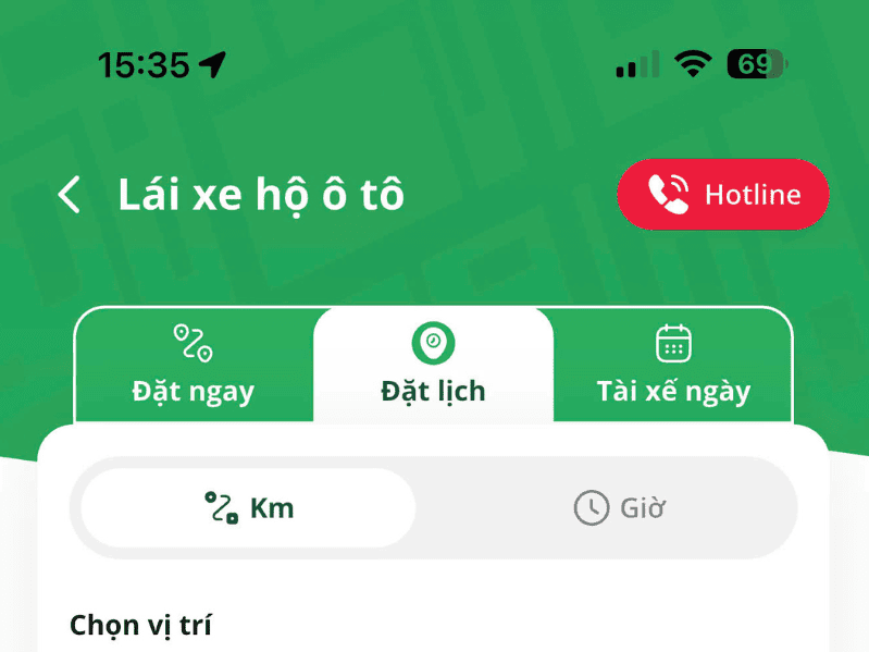 Đặt lịch tài xế